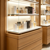 Étagères en verre sur mesure et présentoirs à cosmétiques éclairés par LED, idéaux pour tous les types de magasins de parfums et de cosmétiques spécialisés