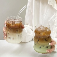 Gobelet en verre pour la maison, tasse à café avec paille, gobelet en verre personnalisable grande capacité