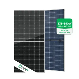 Sunpal 이얼굴 Perc 모노 태양 전지 패널 530W 540W 550 W 550 와트 이중 유리 Bipv 패널 태양 광 비용