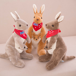 <span class=keywords><strong>Peluche</strong></span> <span class=keywords><strong>Canguro</strong></span> Australiano Set Genitore-Figlio con Bandiera e Sciarpa, Morbido Animale Imbottito per Decorazione e Regalo - Product Image 4