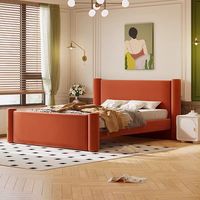 Neues cremeweißes Massivholz bett, modernes helles Luxus-Einzel-und Doppelbett, Schlafzimmer ablage