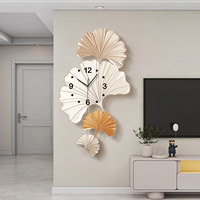 Gingko Feuille TV Fond Mur Art Décor À La Maison Peinture Horloge Créative Fine Sculpture Acrylique LED Peinture