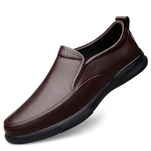 Men's Uniform Dress Oxford Loafers Derby <b>Flats</b> Low-top Slip on Cow Genuine Leather Round-toe Business Casual Breathable - Product Image 4
