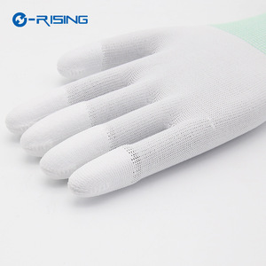 Guantes antiestáticos sin polvo de nailon con revestimiento de PU en los dedos y la palma, guantes de protección con adhesivo, antideslizantes, transpirables. - Product Image 4