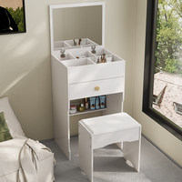 Coiffeuse d'angle moderne sur pied avec miroir, en MDF blanc, à rabat, pour femme – Meilleure vente
