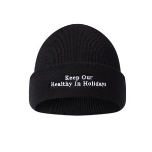 Bonnet personnalisé de haute qualité unisexe en caoutchouc Logo acrylique à revers Bonnet d'hiver pour hommes - Product Image 1