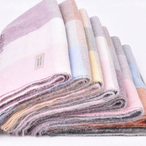 ผ้าพันคอโพลีเอสเตอร์ทรงสี่เหลี่ยมผืนผ้าสำหรับผู้หญิง ขายส่ง ผ้าพันคอแฟชั่นลายตารางพร้อมพู่ห้อย - Product Image 5