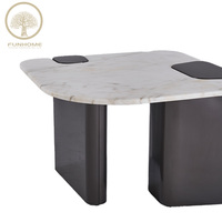 Table basse en marbre naturel moderne de luxe avec base en acier inoxydable pour salon et hôtel