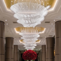Lustre LED moderne de luxe en verre suspendu pour hall d'hôtel, grand luminaire personnalisé de haute qualité