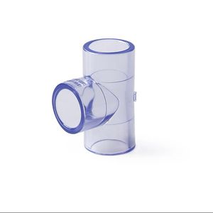 Yuxin Transparent PVC Tee Pipe Fitting Horizontal 20mm Water Supply Connector Crystal Clear <b>Plastic</b> Pipe Joint - Product Image 1