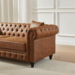 Juego de Sofás Chesterfield Americano Vintage, Tapizado, de 3 Plazas, en Terciopelo, para Apartamento, Villa, Hotel, Muebles de Sala de Estar - Product Image 4