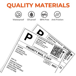 Rouleau d'étiquettes thermiques directes 4x6, papier thermique personnalisé, étiquettes d'expédition imperméables avec code-barres pour emballages, certifié FSC - Product Image 4