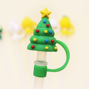 Custom Straw Cover Wholesale 8mm 3d <strong>Plastic</strong> Pvc Christmas Straw Toppers for Tumbers - Product Image 2