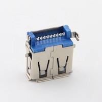 Konektor USB 3.0 Tipe A Female 9 Pin SMT Mount Port 30V 5A Berlapis Tepi Melengkung untuk PCB