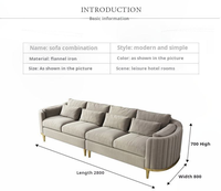 Ensemble de canapés de bureau en tissu de style nordique luxueux pour hôtels modernes et salons, haute qualité, montage facile