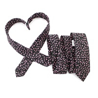 Cravate en coton de bonne qualité pour hommes, cravate de mariage pour garçons d'honneur, cravate fine imprimée de fleurs noires et roses pour hommes