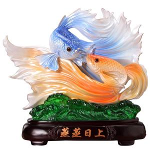 <span class=keywords><strong>Statue</strong></span> de <span class=keywords><strong>poisson</strong></span> fengshui coloré, décoration pour la maison, nouvelle collection - Product Image 1