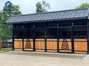 맞춤형 실내 휴대용 강철 튜브 금속 말 마구간 울타리 패널 슬라이딩 도어 포함 농장용 - Product Image 6