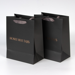 Boodschappentas Kraftpapier Zwart Custom Handvat Tas Offsetdruk Trekkoord Ivoor Board Schoenen & Kleding Lint Stropdas Cadeau Zakjes - Product Image 2