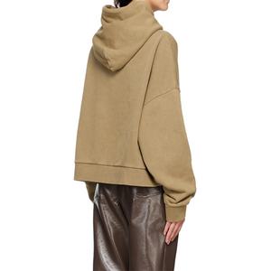 เสื้อสเวตเชิ้ตแบบยูนิเซ็กซ์ ทรงหลวม ไหล่ตก แขนเสื้อซ้อนกัน ผ้าฝ้ายฟลีซหนานุ่ม สีน้ำตาล สำหรับผู้หญิง - Product Image 3