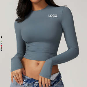 Sans couture femmes personnalisé casual Fitness Crop hauts dame Sexy chemises d'entraînement <span class=keywords><strong>femme</strong></span> bretelles Spaghetti mode chemises de course - Product Image 1