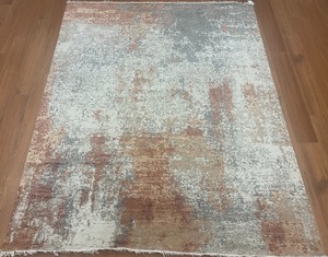 Alfombra antiestática de seda de lana hecha a mano india, alfombra de diseño texturizado moderno de lujo para sala de estar, dormitorio y coche - Product Image 2