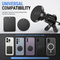 Support magnétique pour téléphone de voiture à clipser sur grille d'aération, 6 aimants, logo à rayures diagonales, base de verrouillage latérale à bouton, plaque métallique, mini, rotation à 360°