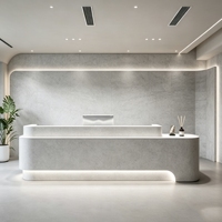 Comptoir d'accueil LED minimaliste durable CR122, style bois, pour hall d'entreprise, clinique dentaire, salon de beauté