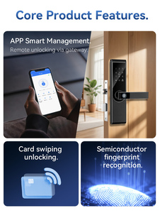 กลอนประตูอัจฉริยะ Glomarket Ttlock Ble อลูมิเนียม CNC ระบบคลาวด์ พร้อมระบบสแกนลายนิ้วมือ  ควบคุมผ่านแอป Tuya ผ่าน WiFi สำหรับประตูไม้ - Product Image 3
