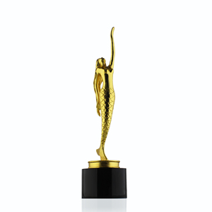 รูปปั้นนางเงือกทองคำพ่นทราย รางวัล<span class=keywords><strong>ประกวด</strong></span>ความงาม ของตกแต่งบ้านบนฐานคริสตัลสีดำ - Product Image 4
