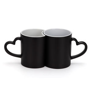 Sublimación Blanks Cambio <span class=keywords><strong>de</strong></span> color Pareja Tazas Mango <span class=keywords><strong>de</strong></span> corazón Tazas mágicas para parejas - Product Image 2