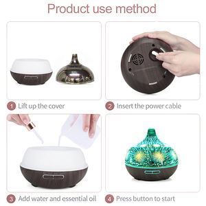 Ultrasons 3D feu d'artifice verre grande capacité <span class=keywords><strong>mister</strong></span> vase forme humidificateur d'air diffuseur vase en verre avec lampe LED - Product Image 6