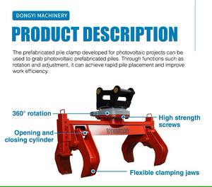 Excavator Attachments Prefabricated Pile Setter Rotating <strong>Telegraph</strong> <strong>Pole</strong> Clamp with Pressure-maintaining Valve Cylinder <strong>for</strong> <strong>Sale</strong> - Product Image 2