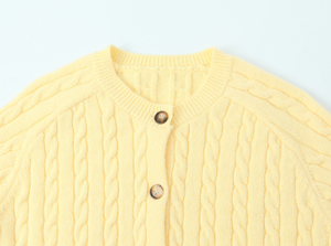 <span class=keywords><strong>Cardigan</strong></span> da <span class=keywords><strong>Donna</strong></span> <span class=keywords><strong>Giallo</strong></span> con Collo a Girocollo, Lavorazione a Maglia, Monopetto, Motivo Intrecciato, Maniche Lunghe, Stile Casual e alla Moda - Product Image 3