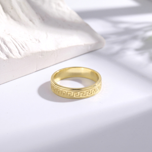 925 Sterling Silber Trendiger Gravierter Wandmuster-<span class=keywords><strong>Ring</strong></span> 18K Vergoldet für Männer Frauen Hochzeit Verlobung Party Geschenk - Product Image 2