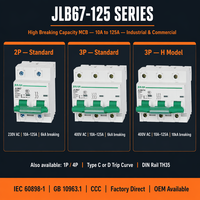 Interruptor Automático Miniatura (MCB) JLB67-125 de Alta Capacidad de Ruptura, 1P 2P 3P 4P, 10A-125A, 230/400V, 10kA, para Riel DIN, IEC60898