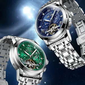 Reloj Mecánico Automático para Hombre Mark Fairwhale, Diseño Tri Compax con Fecha, Resistente al Agua, Luminoso, Diseño Starlight, Modelo FW-6055 - Product Image 1