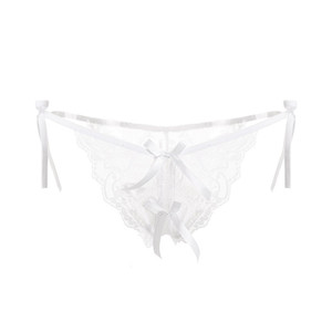 Lencería Sexy al por Mayor para Mujer, Tanga Bordada con Abertura en la Entrepierna, Tanga de Cintura Baja con Lazo y Perlas para Adultos - Product Image 1