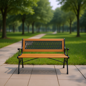 Banco de Patio de Hierro Fundido de Estilo Antiguo Moderno para 2 Personas, Color Negro Natural, para Jardín, Villa o Parque - Product Image 2