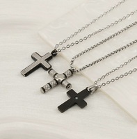 Collier Croix Cylindrique Moletée en Acier Inoxydable, Style Industriel, Vente en Gros, Bijou Streetwear Moderne, Cadeau pour Lui