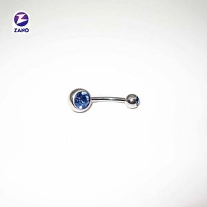 Barre de nombril classique pour enfants, en acier inoxydable, avec double cristal, plaqué or 18 carats, calibre 14, pour piercing corporel - Product Image 4