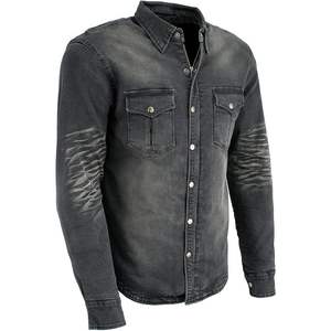 2025 cuir MPM1620 chemise de motard en flanelle noire pour hommes armure approuvée CE fibres d'aramide renforcées taille X-Large pour tous - Product Image 2