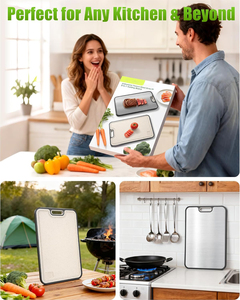 <span class=keywords><strong>Planche</strong></span> à découper double face en acier inoxydable titane et cristal, personnalisable, avec insert en paille de blé PP, pour cuisine et extérieur – Vente en gros - Product Image 6