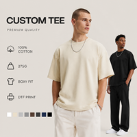 T-shirts vierges 100 % coton 275 GSM coupe ample et carrée, vente en gros directe usine, marque privée, mode urbaine, t-shirts à manches courtes pour hommes