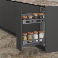 TKK Vente directe en gros, étagère à épices à double couche avec fermeture douce intégrée, panier coulissant, organisateur d'étagères pour armoire de cuisine