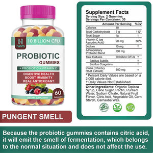 วิตามินกัมมี่โปรไบโอติกออร์แกนิกแบบ OEM แบรนด์ส่วนตัว ปราศจากน้ำตาล ดีต่อสุขภาพลำไส้ - Product Image 6