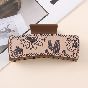 คลิปหนีบผมรูปดอกทานตะวันทำจากหนัง PU สไตล์โบฮีเมียนสำหรับผู้หญิง - Product Image 4