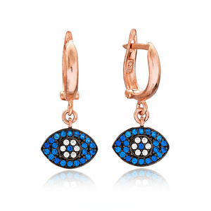 Sapphire Stone Minimalist Turkish Eye Design Turkish Wholesale Handmade 925 Sterling <b>Silver</b> <b>Dangle</b> <b>Earrings</b> - Product Image 2