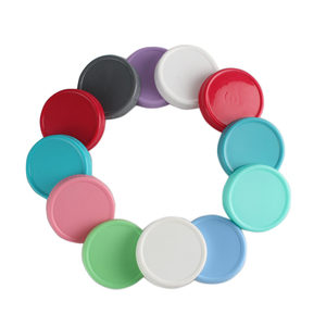 Tapas de tarros de plástico de colores, 70mm, 86mm, <span class=keywords><strong>boca</strong></span> Regular con anillos de silicona, tapas de almacenamiento de grado alimenticio para tarros de lata - Product Image 1
