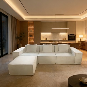 Conjunto Modular de Sofá en Forma de L de Terciopelo a Bajo Precio, Sofá Compacto Moderno para Sala de Estar que Ofrece una Experiencia de Asiento Cómoda y Suave - Product Image 6